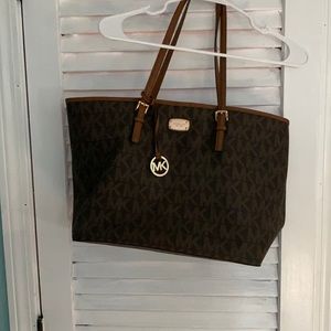 Michael Kors brown bag with light brown MK